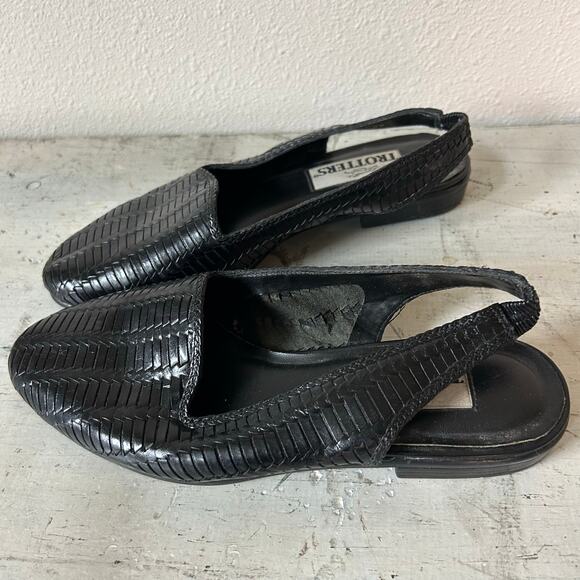Vintage Trotters sling back mules leather weave 90s Lagenlook Cottagecore 9 wide - Picture 5 of 12